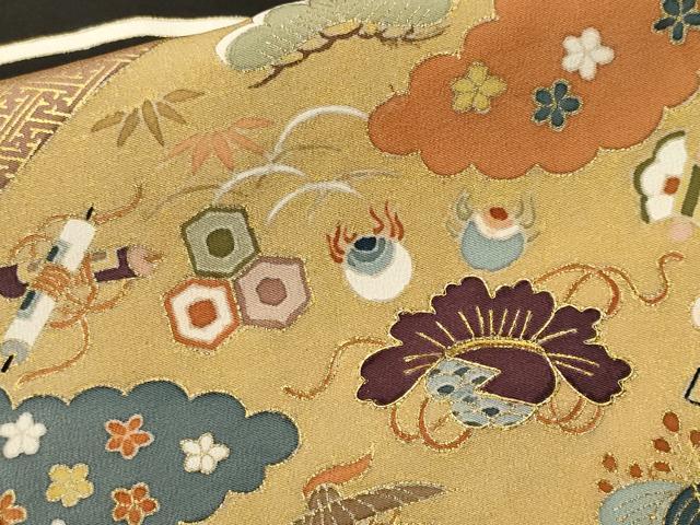 平和屋着物■豪華黒留袖 作家物 松竹梅風景文 宝尽し文 金彩 正絹 逸品 CABN1441ev