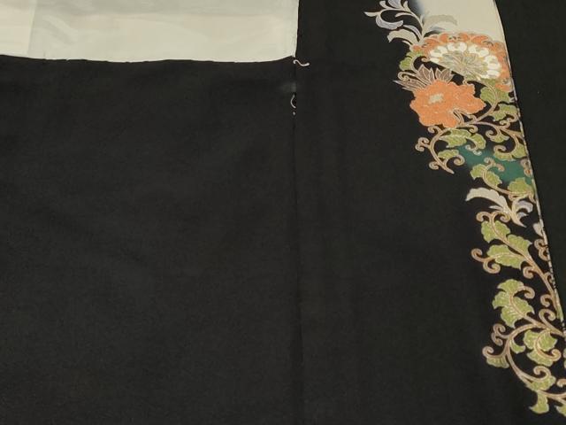 平和屋着物■豪華黒留袖 螺鈿 花喰い鳥 更紗鳳凰花文 金銀彩 正絹 逸品 CABN1446ev