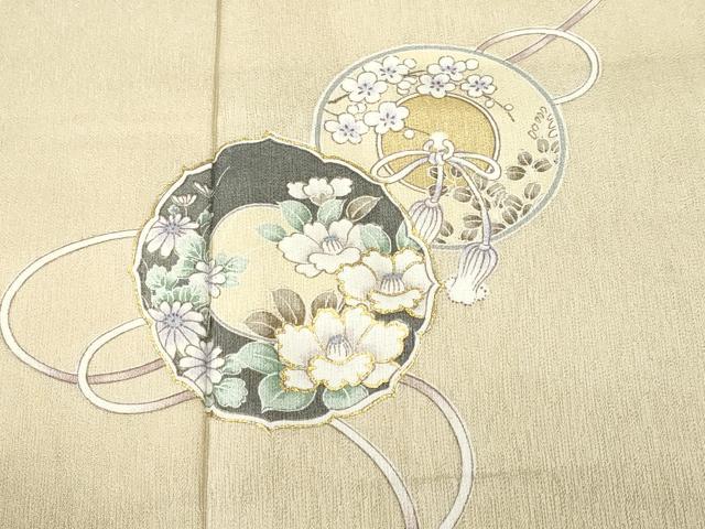 平和屋着物■訪問着 絵皿花文 暈し染め 金彩 洗える着物 CABN1483ev