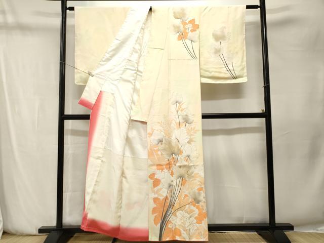 平和屋着物■訪問着 駒刺繍 草花文 暈し染め 金彩 正絹 逸品 CABN1500ev