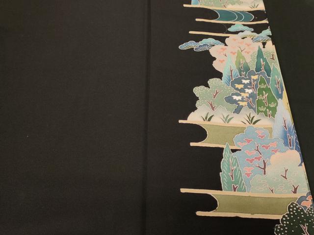 平和屋着物■豪華黒留袖 作家物 風景文 正絹 逸品 CABN1507ev