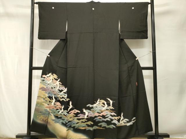 平和屋着物■豪華黒留袖 作家物 飛鶴松葉文 暈し染め 金彩 正絹 逸品 CABN1509ev