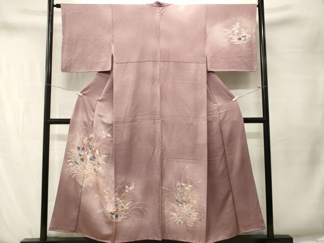 平和屋着物■訪問着 休み鳥草花文 暈し染め 正絹 逸品 CABN1513ev