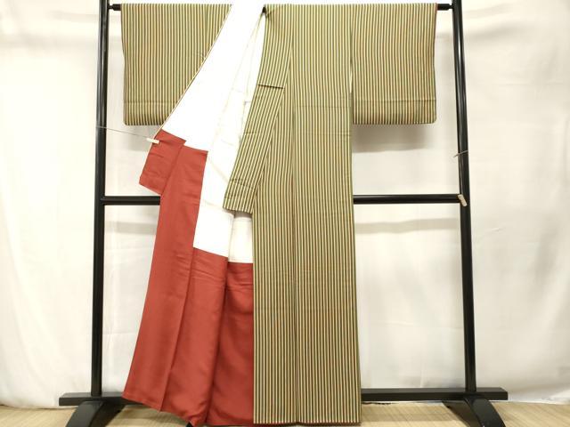 平和屋着物■上質な小紋 縞 正絹 逸品 CABN1516ev