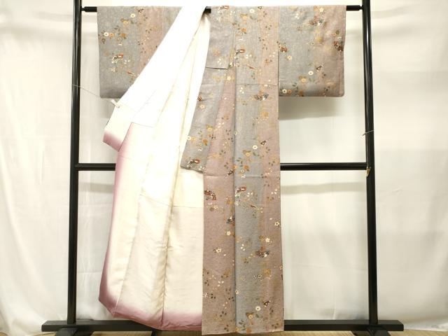 平和屋着物■上質な小紋 扇面枝花間道 金彩 正絹 逸品 CABN1540ev