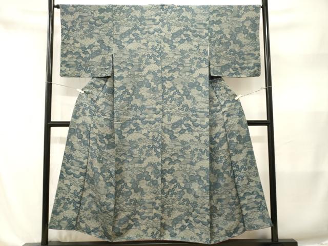 平和屋着物■上質な小紋 型染め 松竹梅遠山風景文 正絹 逸品 CABN1544ev