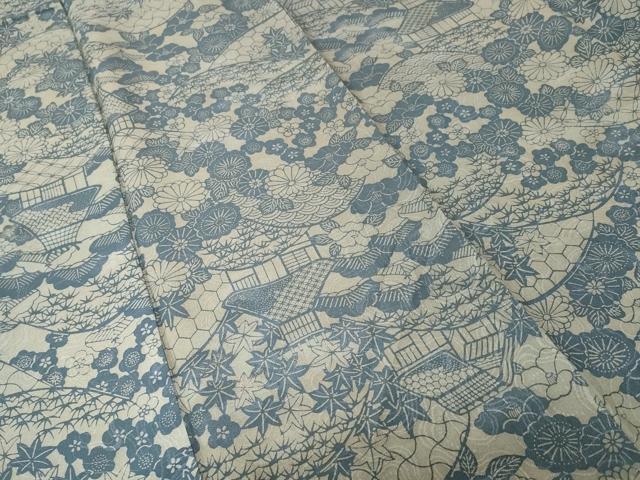 平和屋着物■上質な小紋 型染め 松竹梅遠山風景文 正絹 逸品 CABN1544ev