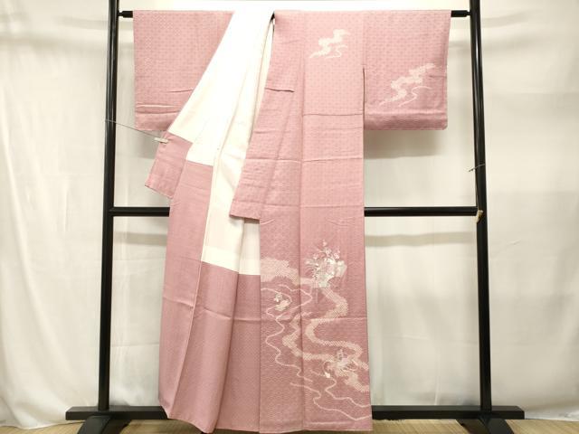 平和屋着物■訪問着 刺繍 絞り 扇面草花文 正絹 逸品 CABN1545ev