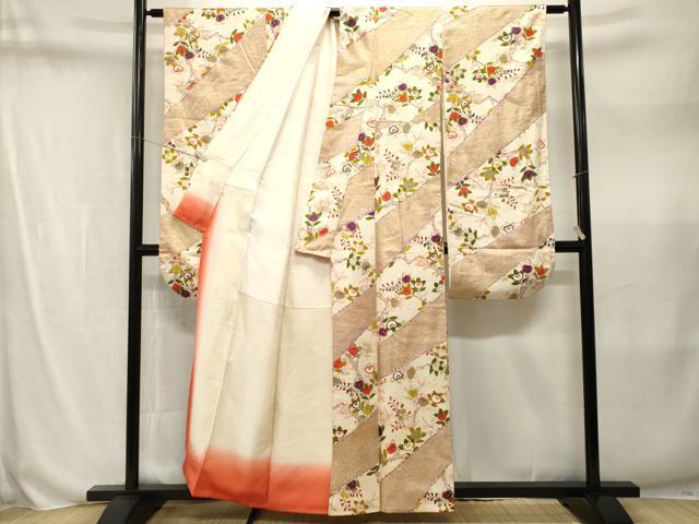 平和屋着物■豪華振袖 橘斜線文 金彩 正絹 逸品 CABN1553ev