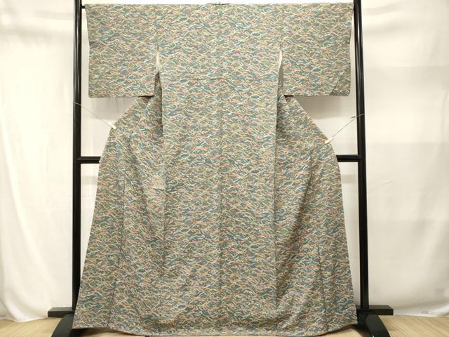 平和屋着物■上質な小紋 芝草花文 金彩 正絹 逸品 CABN1578ev