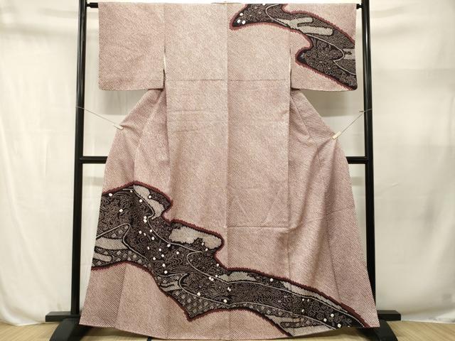 平和屋着物■訪問着 絞り 吉祥流水花文 正絹 逸品 CABN1627ev