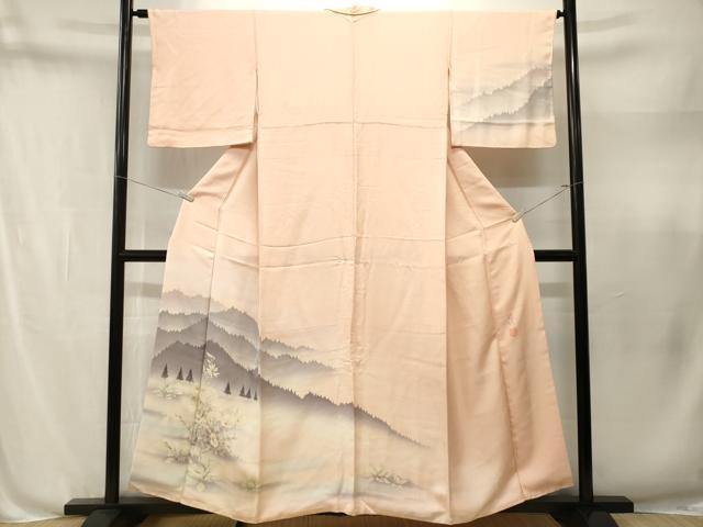 平和屋着物■訪問着 作家物 遠山草花文 暈し染め 銀彩 正絹 逸品 CABN1644ev