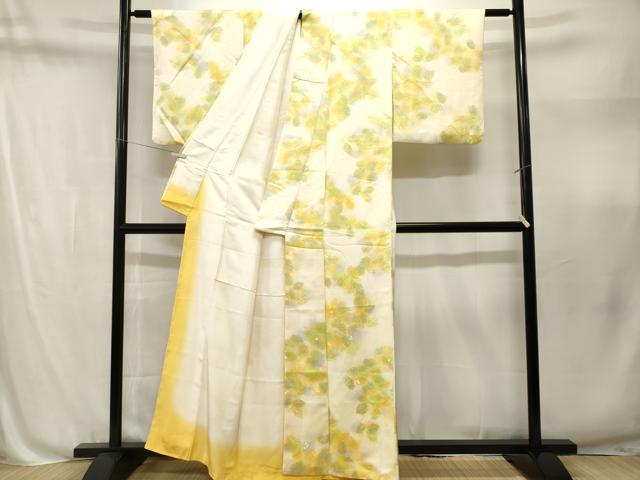 平和屋着物■上質な小紋 木の実枝葉文 暈し染め 正絹 逸品 CABN1651ev