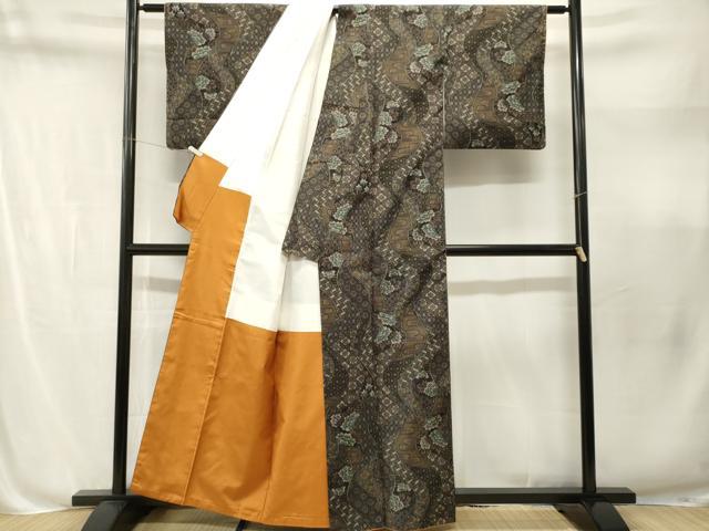 平和屋着物■上質な紬 流線吉祥花文 正絹 逸品 CABN1656ev