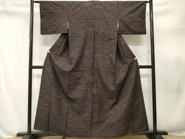 平和屋着物■結城紬 80亀甲 吉祥花文 正絹 逸品 CABN1664ev