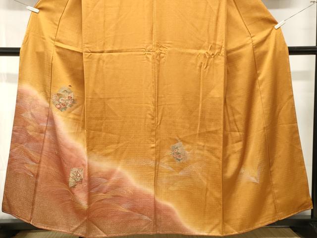 平和屋着物■訪問着 色紙草花文 暈し染め 金銀彩 正絹 逸品 CABN1665ev