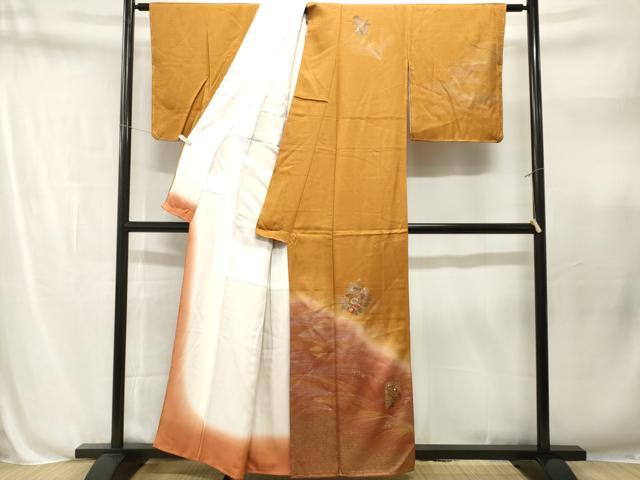 平和屋着物■訪問着 色紙草花文 暈し染め 金銀彩 正絹 逸品 CABN1665ev