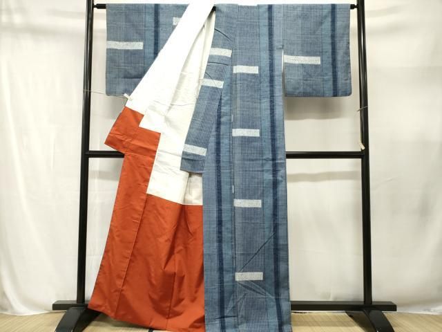 平和屋着物■上質な紬 縞 花唐草文 正絹 逸品 CABN1667ev