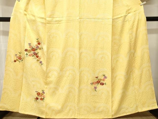 平和屋着物■訪問着 総刺繍 駒刺繍 絞り 青海波枝花文 金糸 正絹 逸品 CABN1671ev