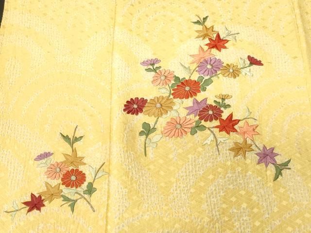 平和屋着物■訪問着 総刺繍 駒刺繍 絞り 青海波枝花文 金糸 正絹 逸品 CABN1671ev