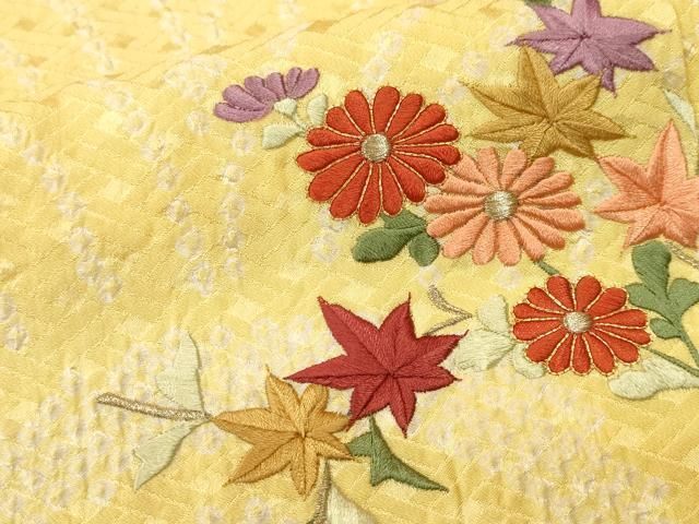 平和屋着物■訪問着 総刺繍 駒刺繍 絞り 青海波枝花文 金糸 正絹 逸品 CABN1671ev