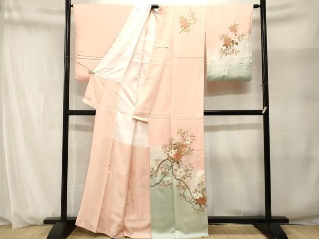 平和屋着物■訪問着 地紙御所車枝花文 暈し染め 金彩 正絹 逸品 CABN1673ev