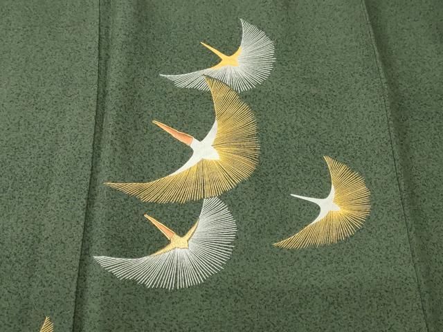 平和屋着物■訪問着 刺繍 飛鶴文 金銀彩 正絹 逸品 CABN1674ev