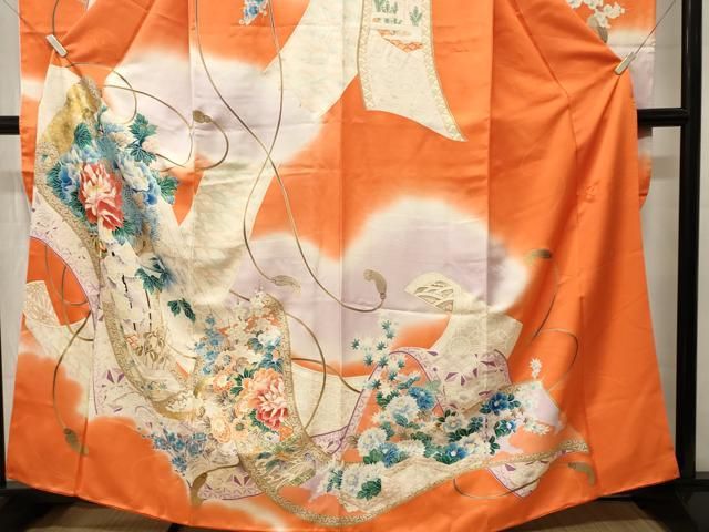 平和屋着物■豪華振袖 作家物 刺繍 絵巻吉祥草花文 暈し染め 金彩 正絹 逸品 CABN1676ev