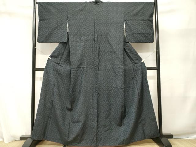 平和屋着物■上質な紬 幾何学文 正絹 逸品 CABN1682ev