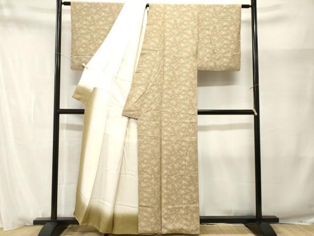 平和屋着物■上質な小紋 流水露芝草花文 正絹 逸品 CABN1683ev