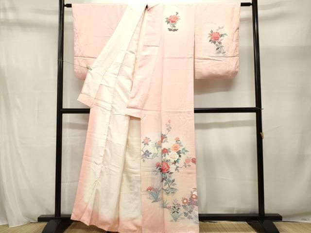 平和屋着物■訪問着 草花文 暈し染め 正絹 逸品 CABN1698ev