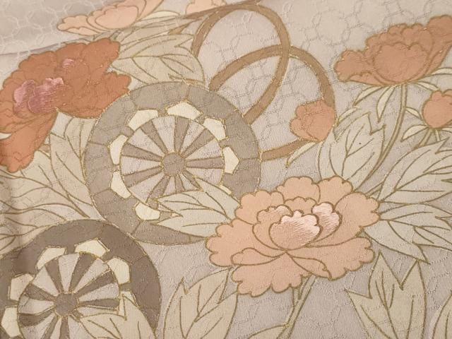 平和屋着物■訪問着 刺繍 源氏車枝花文 金彩 正絹 逸品 CABN1705ev