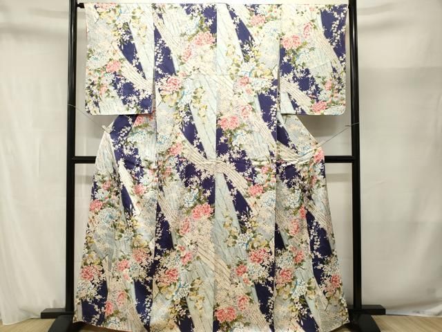 平和屋着物■上質な小紋 乱菊 草花文 金彩 正絹 逸品 CABN1710ev