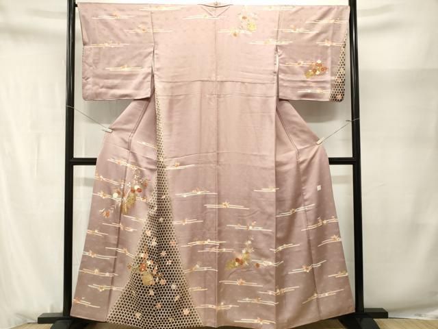 平和屋着物■訪問着 刺繍 舞蝶花籠文 花筏文 暈し染め 金彩 無落款 正絹 逸品 CABN1716ev