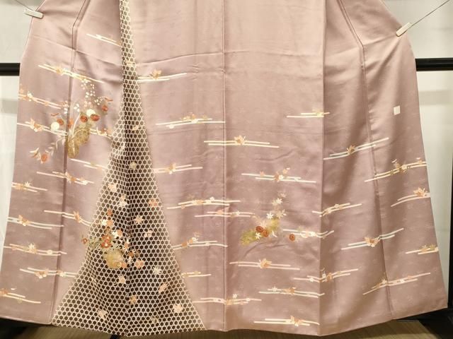 平和屋着物■訪問着 刺繍 舞蝶花籠文 花筏文 暈し染め 金彩 無落款 正絹 逸品 CABN1716ev