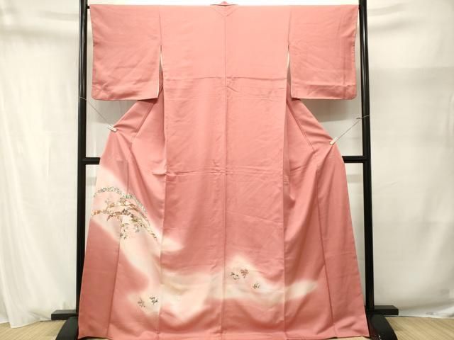 平和屋着物■訪問着 総刺繍 雪芝草花文 暈し染め 正絹 逸品 CABN1717ev