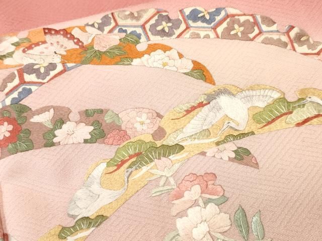 平和屋着物■訪問着 総刺繍 雪芝草花文 暈し染め 正絹 逸品 CABN1717ev