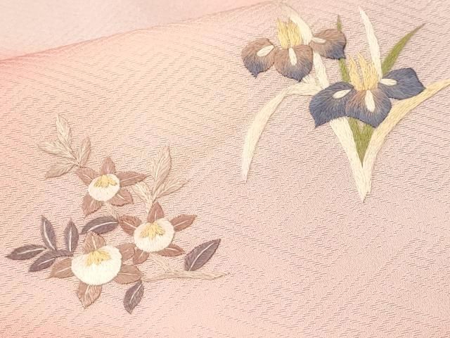 平和屋着物■訪問着 総刺繍 雪芝草花文 暈し染め 正絹 逸品 CABN1717ev
