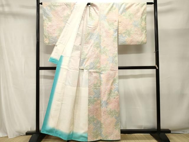 平和屋着物■本場大島紬 白大島 舞花楓文 正絹 逸品 CABN1722ev