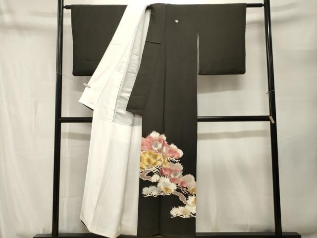 平和屋着物■豪華黒留袖 刺繍 松葉文 金銀彩 正絹 逸品 CABN1733ev