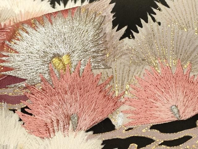 平和屋着物■豪華黒留袖 刺繍 松葉文 金銀彩 正絹 逸品 CABN1733ev
