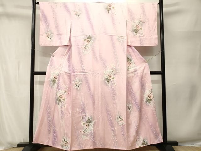 平和屋着物■上質な小紋 更紗枝花文 暈し染め 金彩 正絹 逸品 CABN1734ev