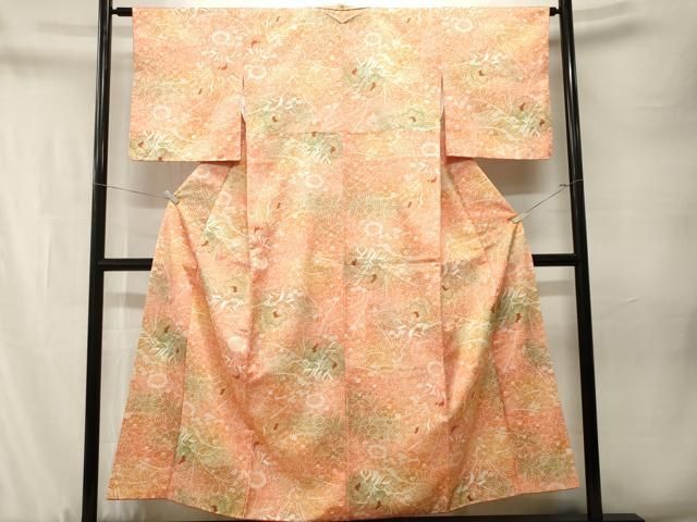 平和屋着物■小紋 草花文 暈し染め 洗える着物 CABN1768ev