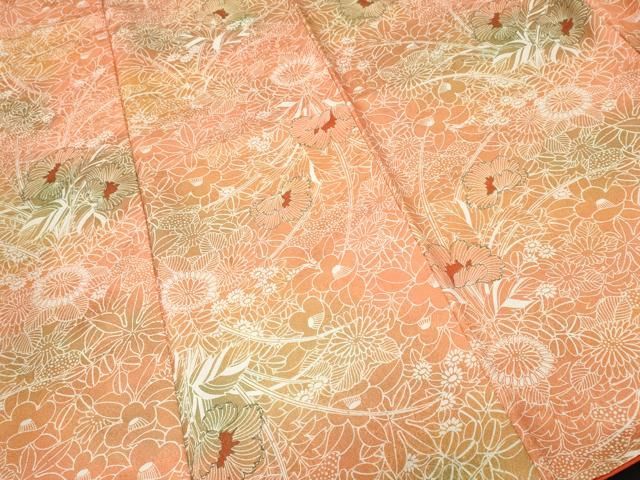 平和屋着物■小紋 草花文 暈し染め 洗える着物 CABN1768ev