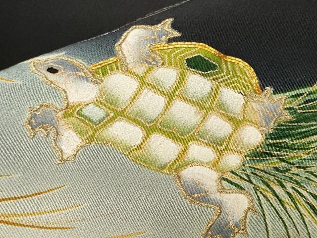 平和屋着物■豪華黒留袖 駒刺繍 蓑亀 暈し染め 金彩 正絹 逸品 CABN1779ev