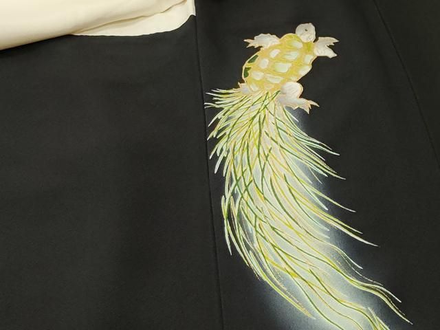 平和屋着物■豪華黒留袖 駒刺繍 蓑亀 暈し染め 金彩 正絹 逸品 CABN1779ev