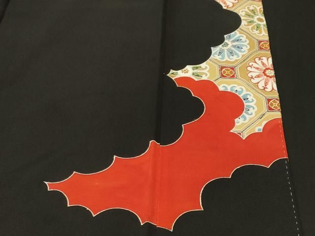 平和屋着物■豪華黒留袖 駒刺繍 絵巻天井花文 金彩 正絹 逸品 CABN1783ev