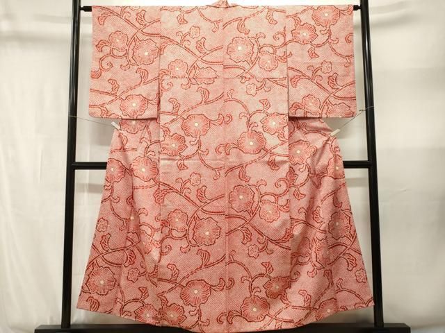 平和屋着物■小紋 鹿の子花唐草文 洗える着物 CABN1794ev