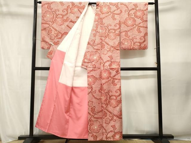 平和屋着物■小紋 鹿の子花唐草文 洗える着物 CABN1794ev