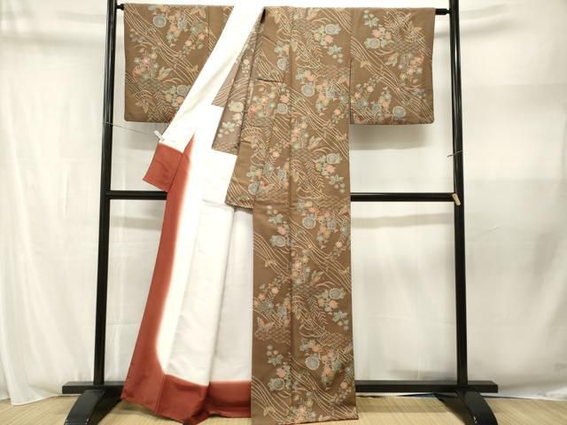平和屋着物■上質な小紋 雪輪流水花蝶文 正絹 逸品 CABN1795ev